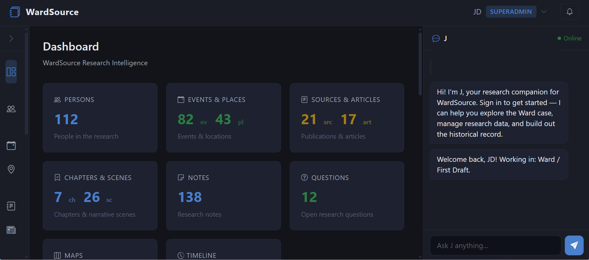 Research dashboard